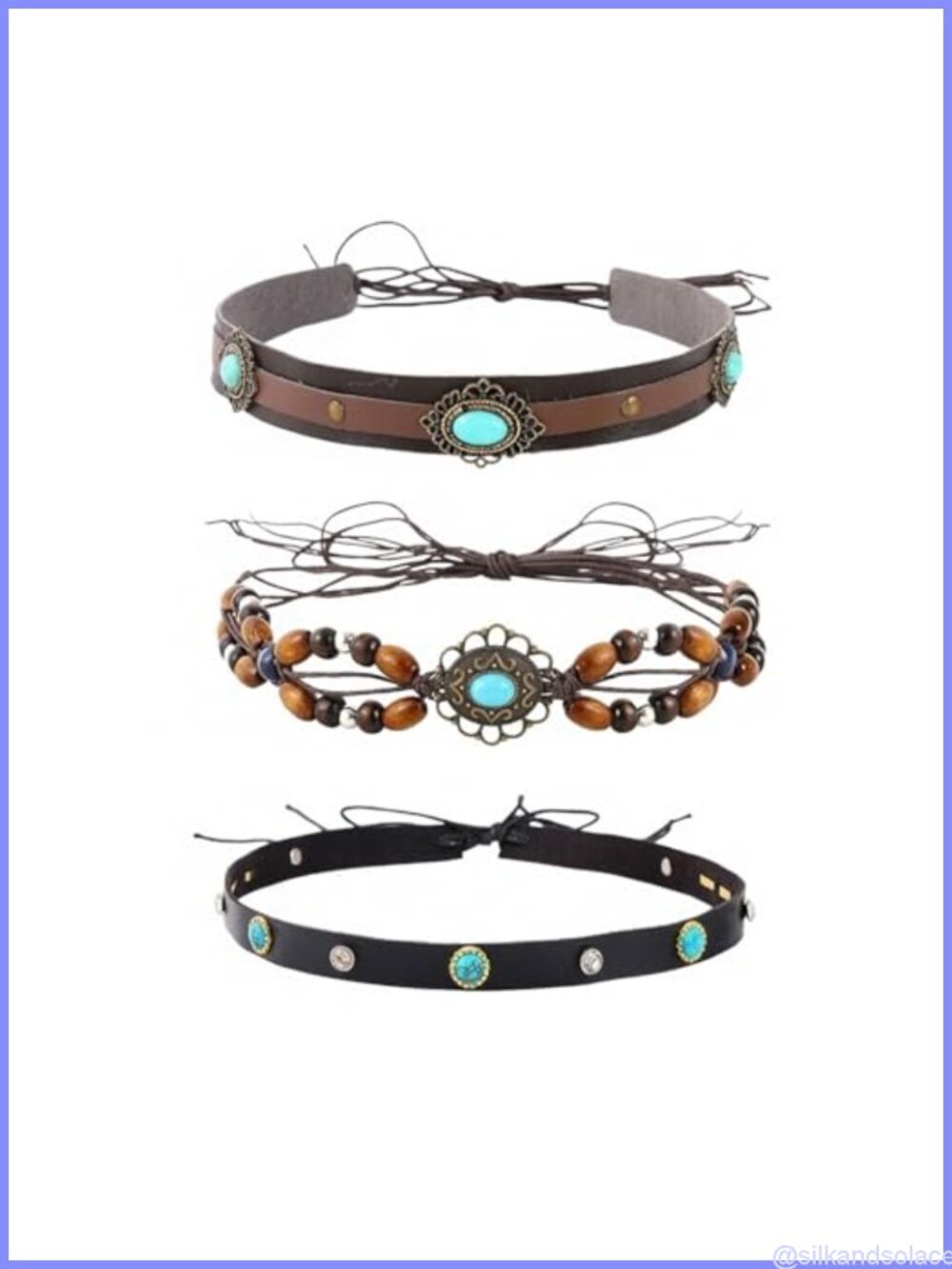PU Leather Beaded Hat Band Set Adjustable Fedora Panama Rancher Strap
